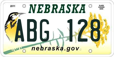 NE license plate ABG128