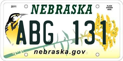 NE license plate ABG131