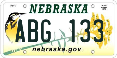 NE license plate ABG133