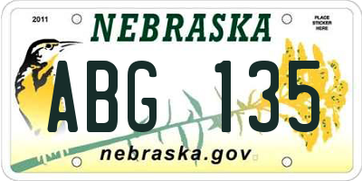 NE license plate ABG135