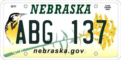 NE license plate ABG137