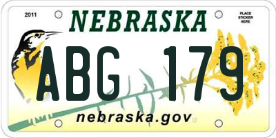 NE license plate ABG179