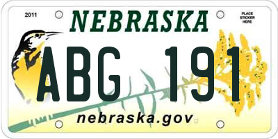 NE license plate ABG191