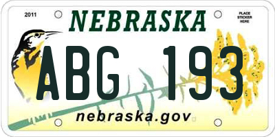NE license plate ABG193