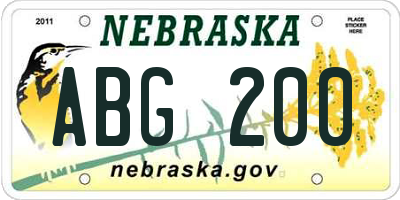 NE license plate ABG200
