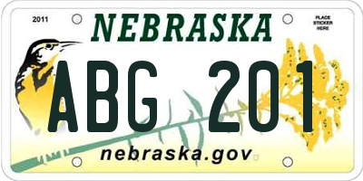 NE license plate ABG201