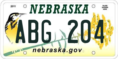 NE license plate ABG204