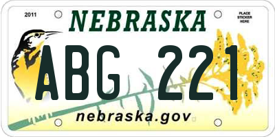 NE license plate ABG221
