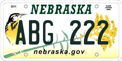 NE license plate ABG222