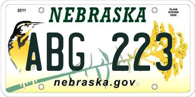 NE license plate ABG223