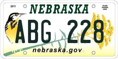 NE license plate ABG228