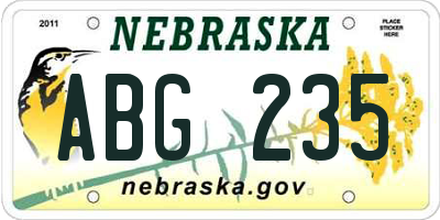 NE license plate ABG235