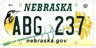 NE license plate ABG237