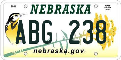 NE license plate ABG238