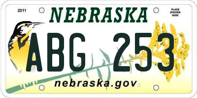 NE license plate ABG253