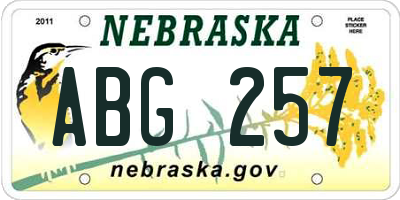 NE license plate ABG257