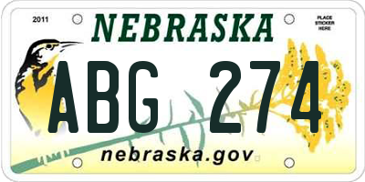 NE license plate ABG274