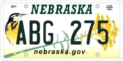 NE license plate ABG275