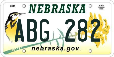 NE license plate ABG282