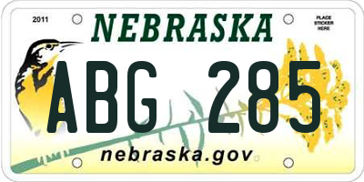 NE license plate ABG285