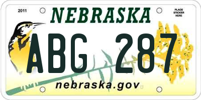 NE license plate ABG287