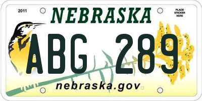 NE license plate ABG289