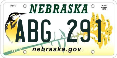 NE license plate ABG291