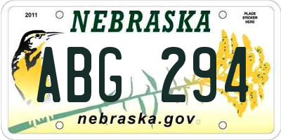 NE license plate ABG294