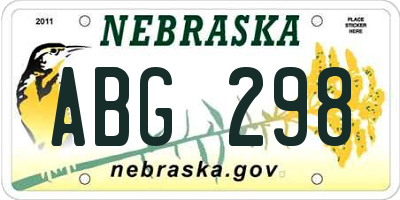 NE license plate ABG298