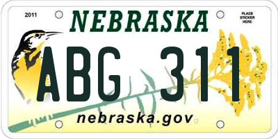 NE license plate ABG311