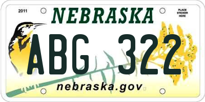 NE license plate ABG322