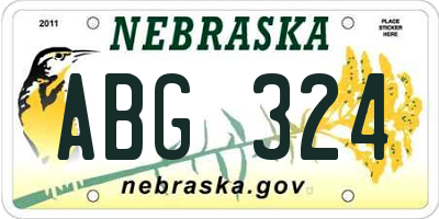 NE license plate ABG324