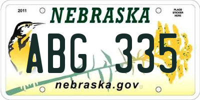 NE license plate ABG335