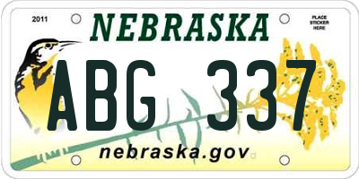 NE license plate ABG337