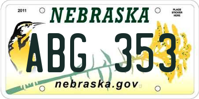 NE license plate ABG353