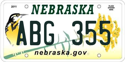 NE license plate ABG355