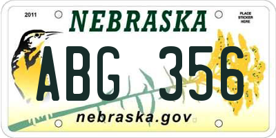 NE license plate ABG356