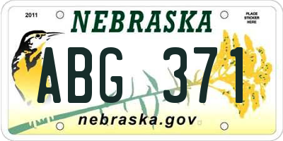 NE license plate ABG371