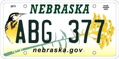 NE license plate ABG377