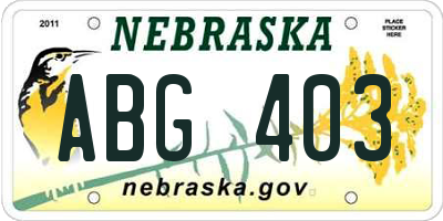 NE license plate ABG403
