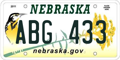 NE license plate ABG433