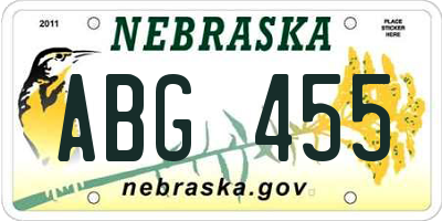 NE license plate ABG455