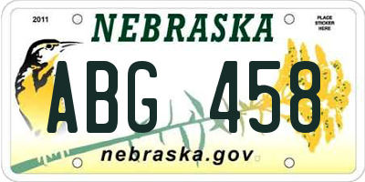 NE license plate ABG458