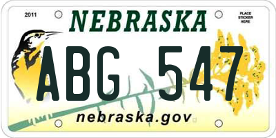 NE license plate ABG547