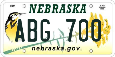 NE license plate ABG700