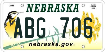 NE license plate ABG706