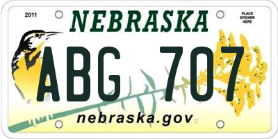 NE license plate ABG707