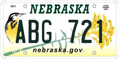 NE license plate ABG721