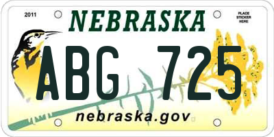 NE license plate ABG725