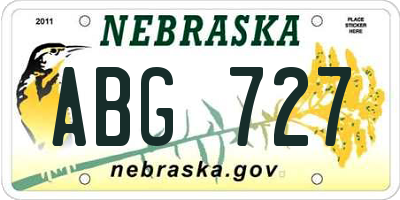 NE license plate ABG727